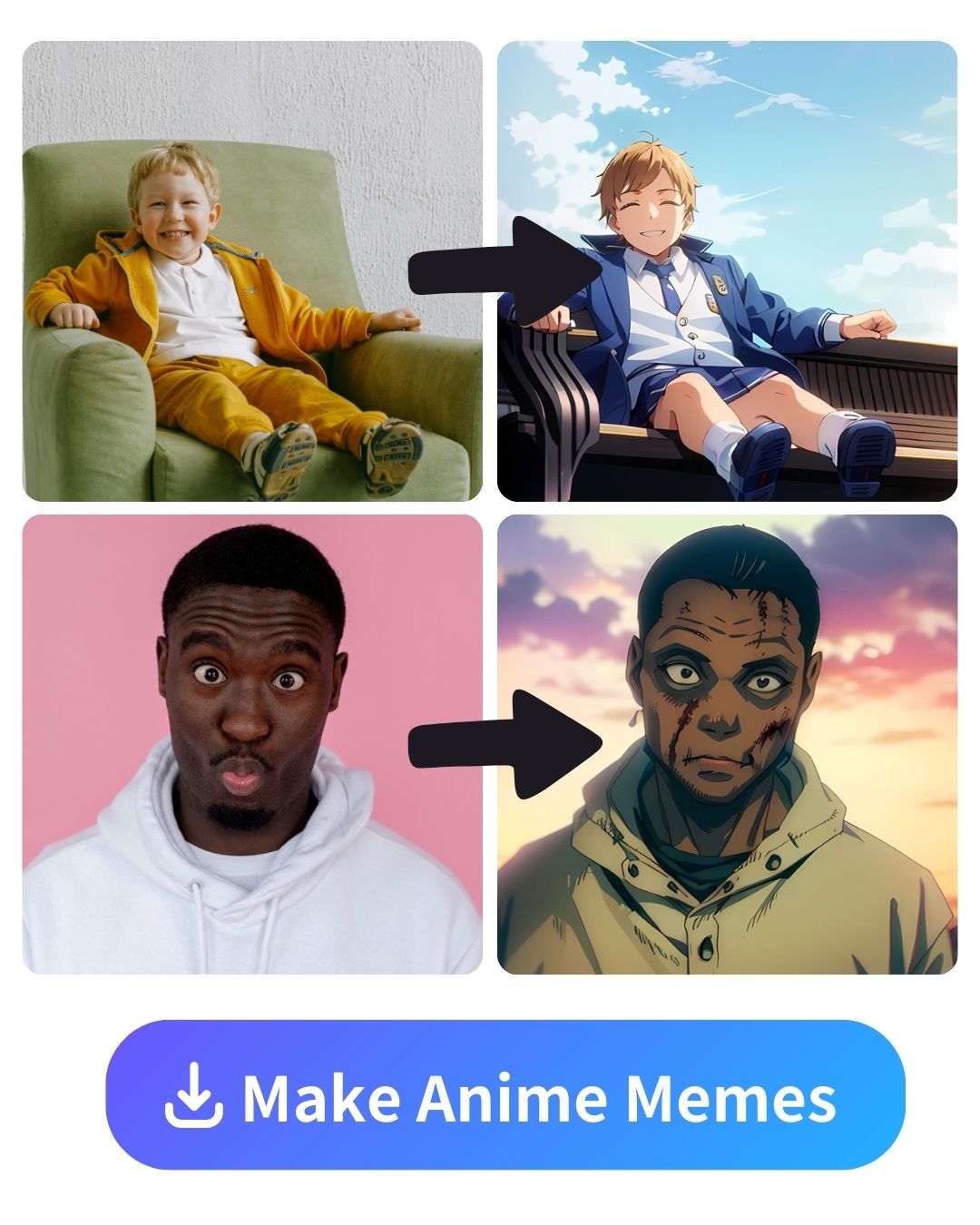 2 memes being animated with PhotoDirector